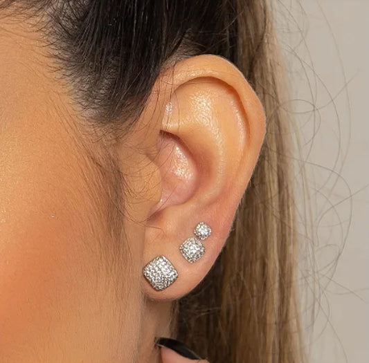 3 BOUCLES D'OREILLES ELSA RHODIUM