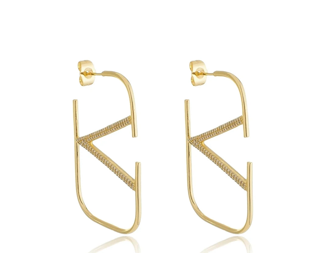 BOUCLES D'OREILLES VALENTINA GLAMOUR LETTRE V 18K