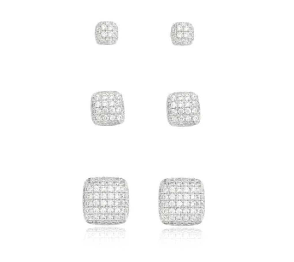 3 BOUCLES D'OREILLES ELSA RHODIUM