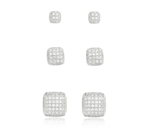 3 BOUCLES D'OREILLES ELSA RHODIUM